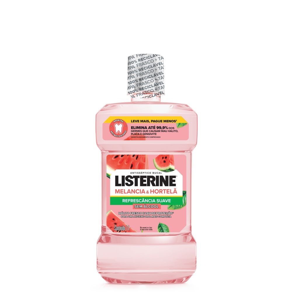 Enxaguante Bucal Listerine Melancia & Hortelã sem Álcool 1L em Oferta na Shopee