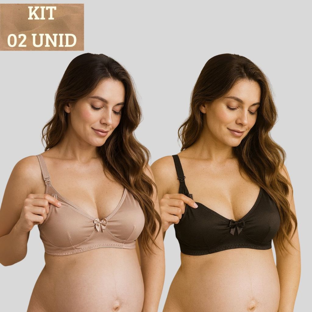 KIT 02 Sutiãs Amamentação Alça Abre Fácil Reforçada MICROFIBRA Gestante Grávida. em Oferta na Shopee