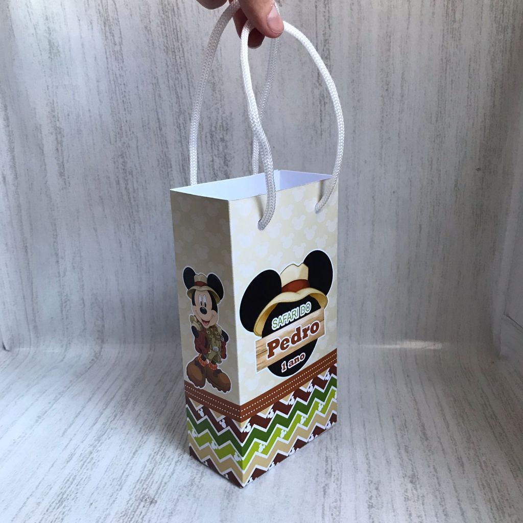 Sacolinhas Surpresas P Mickey Safari/Baby Personalizada com nome Festa Infantil Chá Aniversário Lembrancinhas