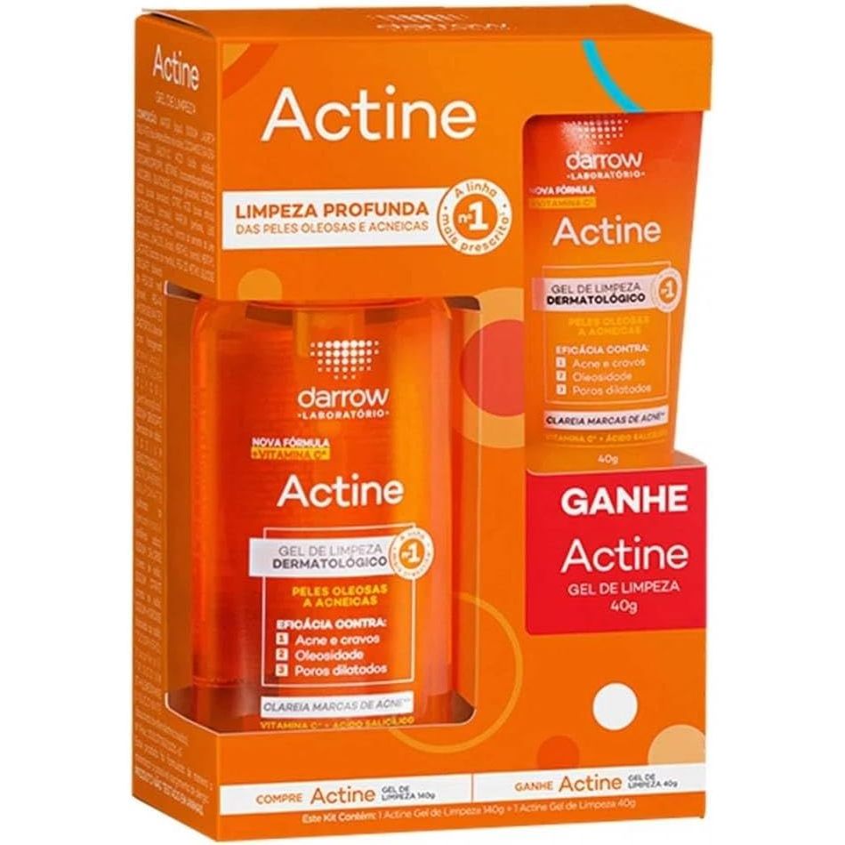 Kit Gel De Limpeza Dermatológico Actine Peles Oleosas A Acneicas 140g + 40g em Oferta na Shopee