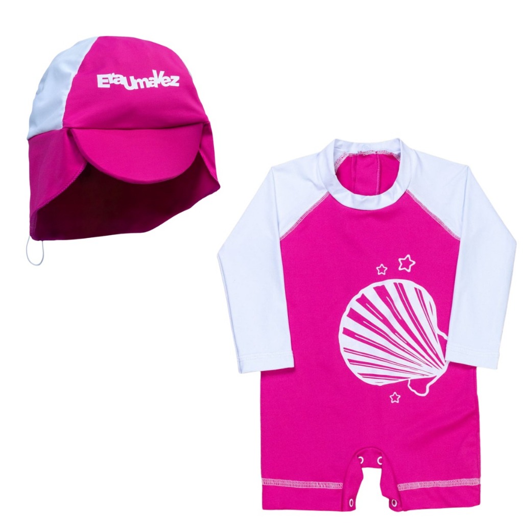 Macacão De Bebê  Praia + Boné  - Uv50  - Proteção Para Praia - Escolher Modelo
