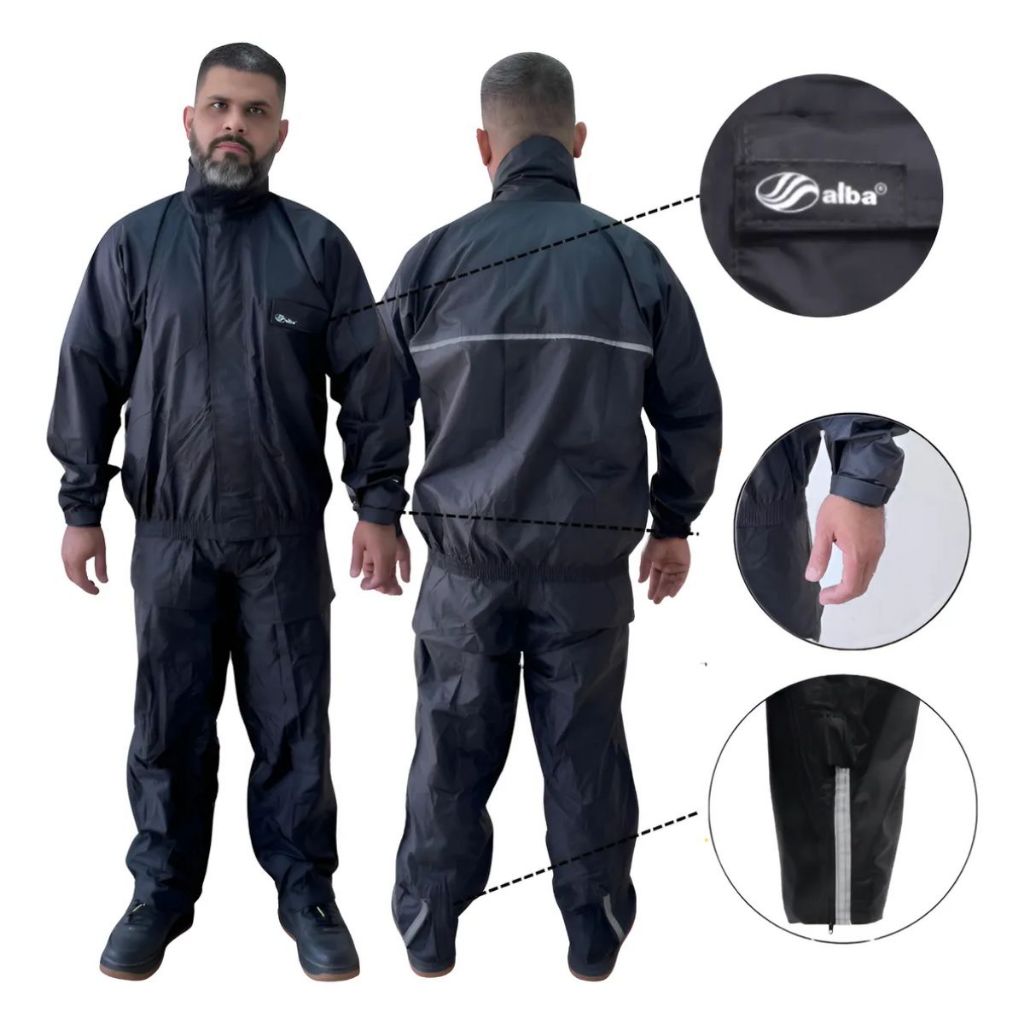 Capa de chuva Alba nylon Original impermeável conjunto calça e jaqueta - Alba