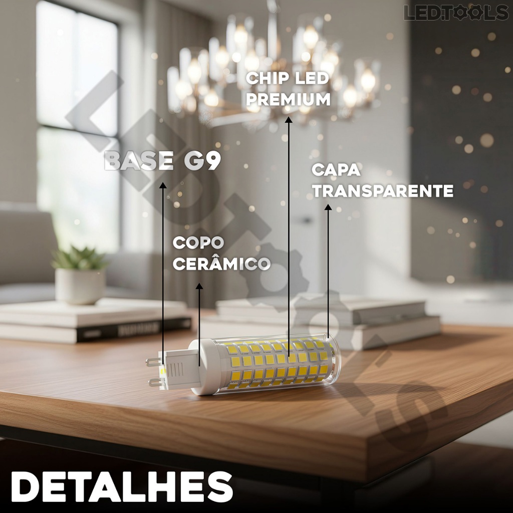 Lâmpada G9 led 7W branco quente/frio halopim para arandelas e lustres bivolt