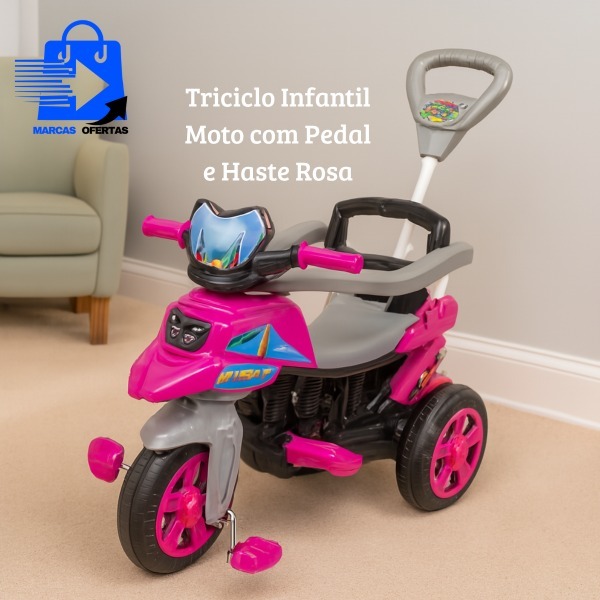 Triciclo Infantil Moto com Pedal e Hastemoto infantil brinquedo com buzina triciclo azul
