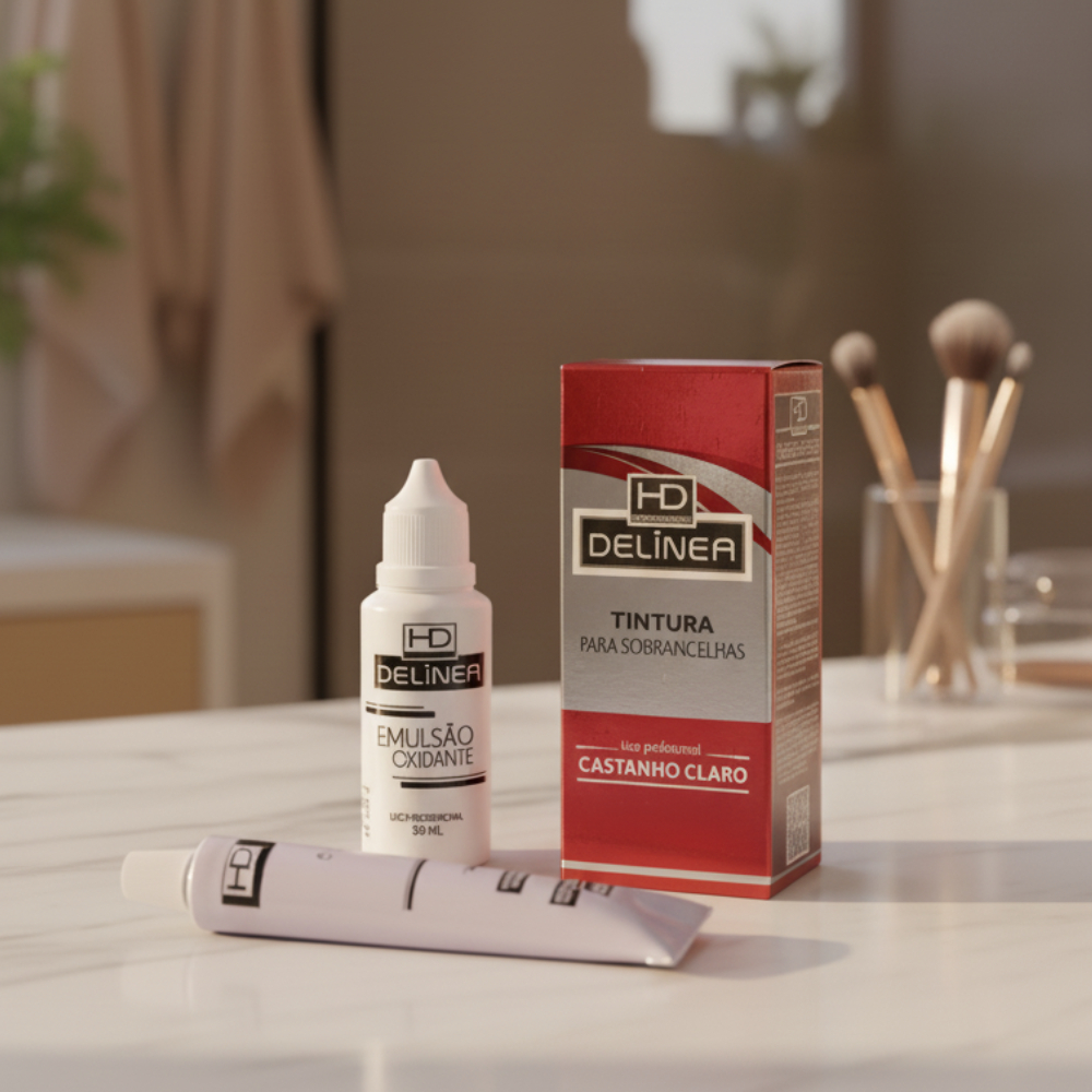 Tintura Delinea Para Sobrancelhas e Cilios 15Gr e Emulsão Oxidante – 30ml Tom Natural