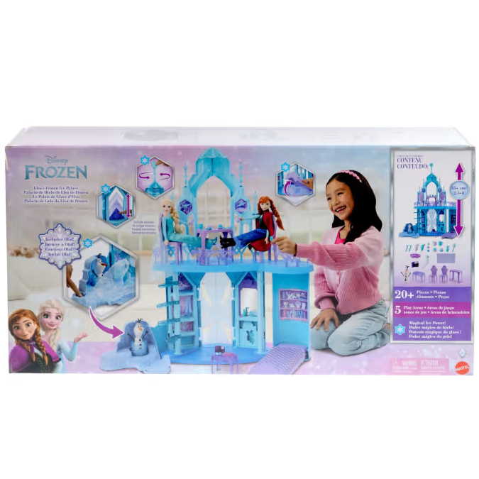 Castelo De Gelo Disney Elsa Com Olaf 5 Áreas de Recreação + 21 acessórios - Mattel Jgg41 em Oferta na Shopee