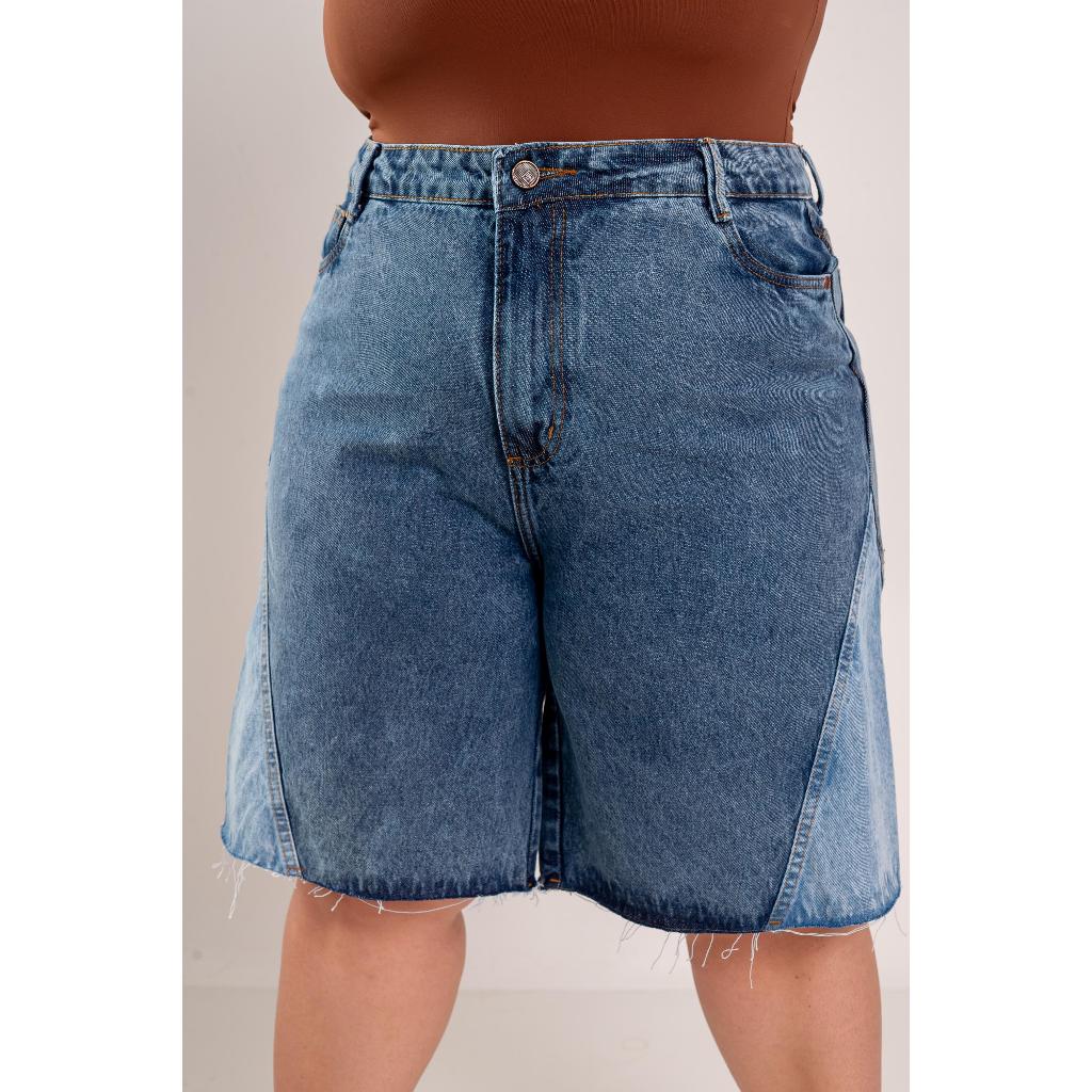 Bermuda Jeans Plus size Sem Lycra Bicolo Revesst Jeans 42451 em Oferta na Shopee