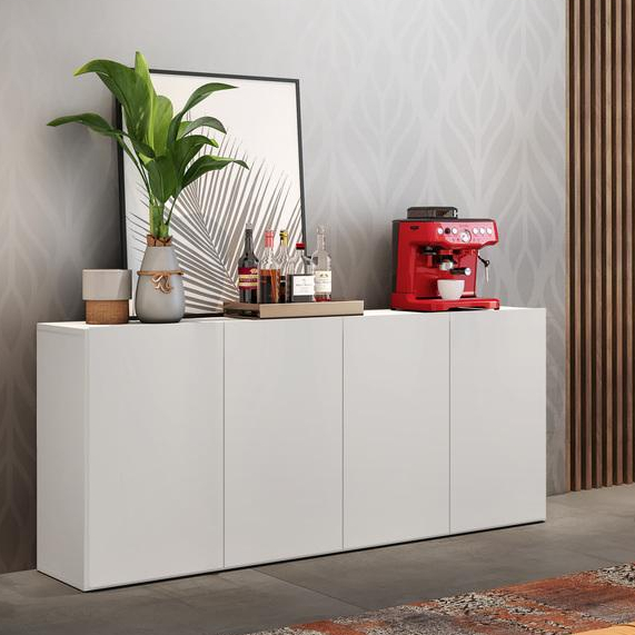 Aparador Buffet 4 portas para Sala de Jantar Multimóveis Veneza FG3555 Branco em Oferta na Shopee