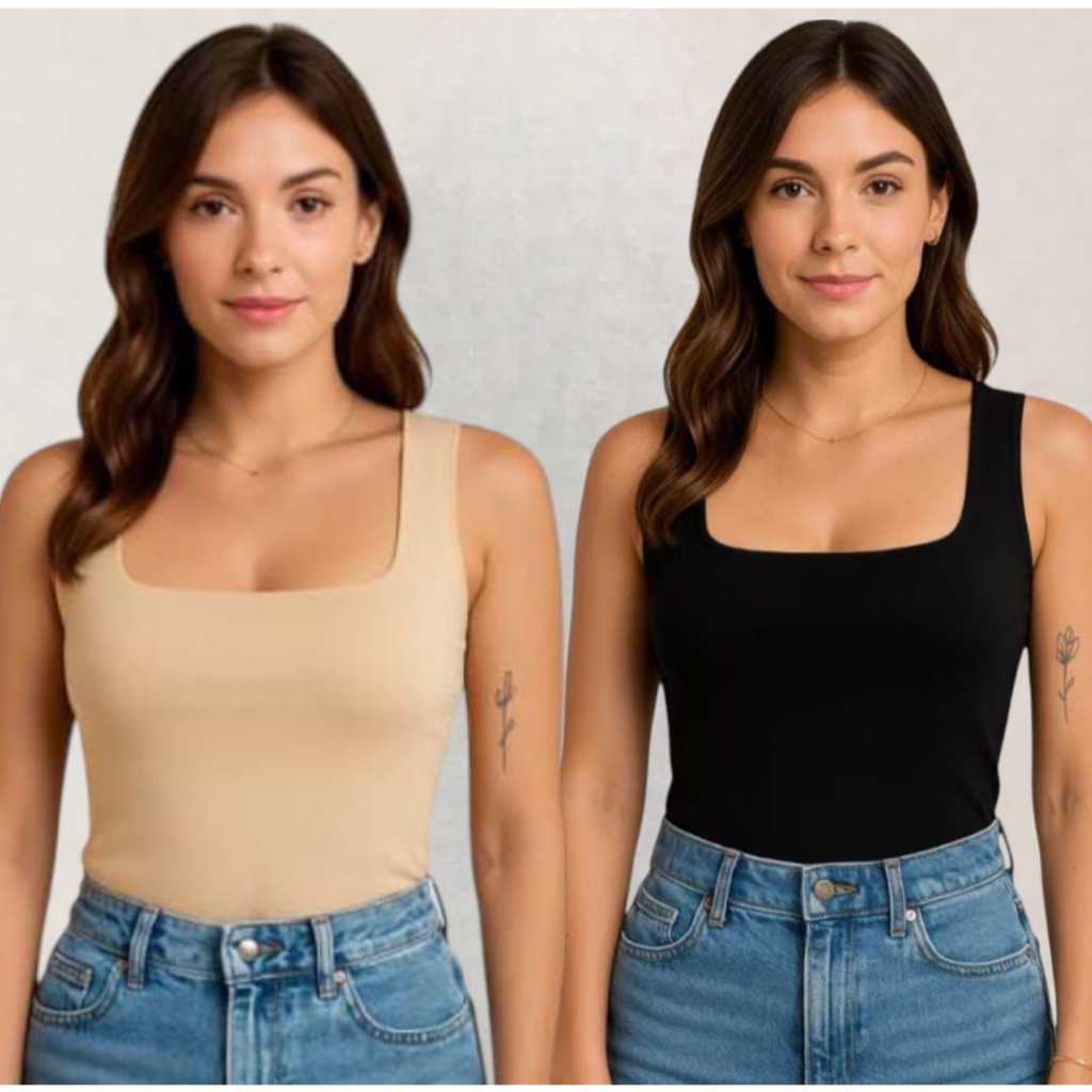Kit 2 Blusinha Regata Feminina Básica Casual Suplex Moda Blogueira em Oferta na Shopee