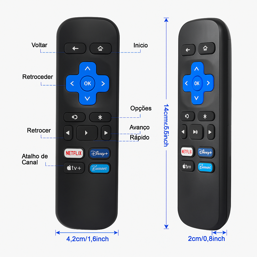 Controle Remoto Roku Tv Express Aparelho Roku Botôes de Atalho