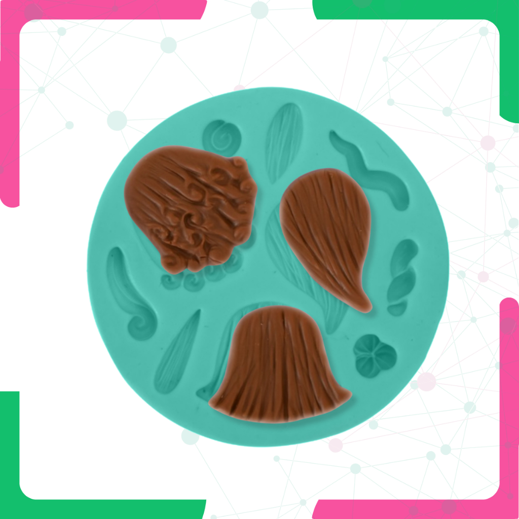 Molde De Silicone Para Biscuit Cabelos Mix Aplique Boneca Porcelana Fria