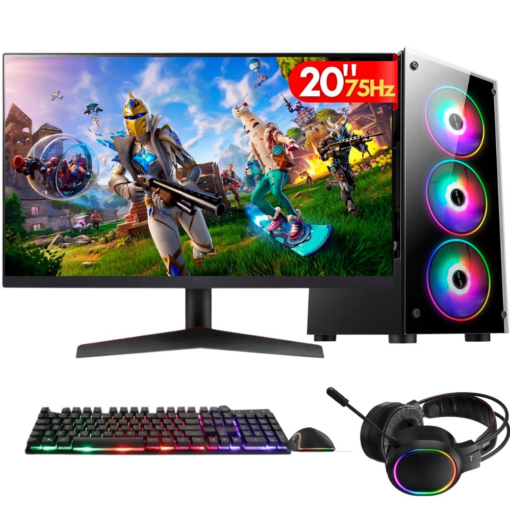 PC Gamer 2Eletro Player, Intel Core i7,16GB,GT 4GB, 512GB, 500W, LED 20" Kit Gamer - PG2E-RGB1016PL