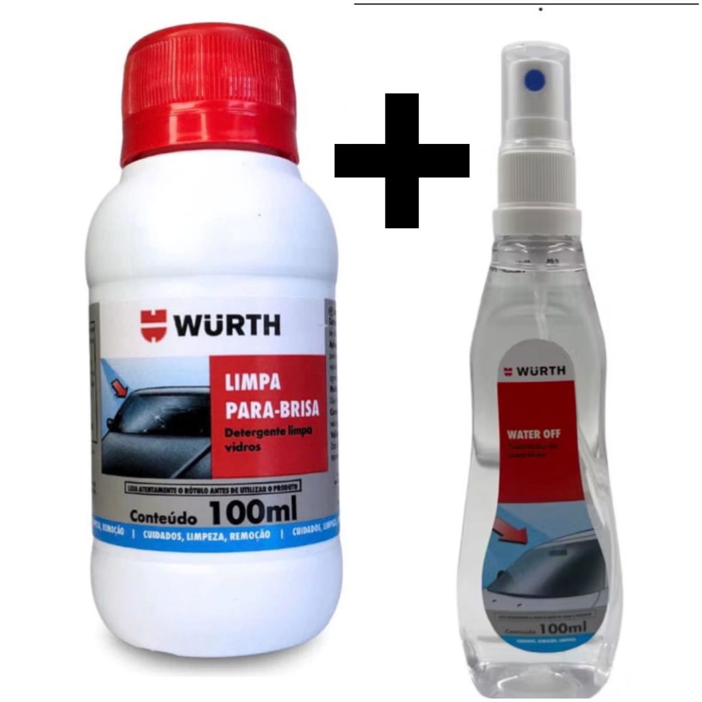 Kit Limpa Para Brisa Wurth 100ml + Cristalizador de Vidro Impermeabilizante Wurth