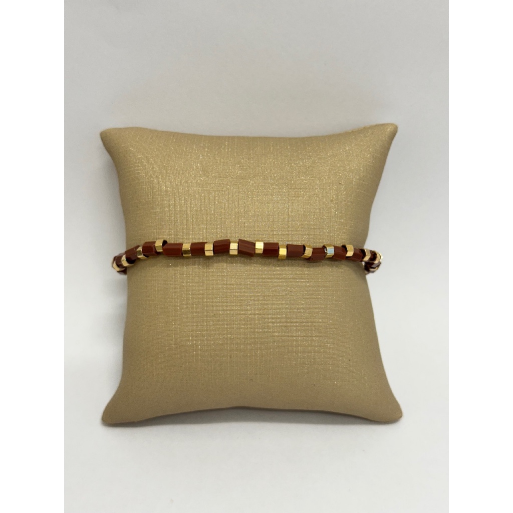 Pulseira Marrom Canutilho Dourado