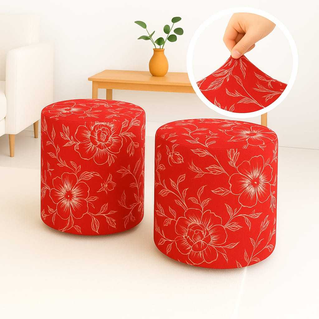 02 Capas Para Puff Redondo Malha Gel Elástica | Protetor de Puff Lavável 40x35cm