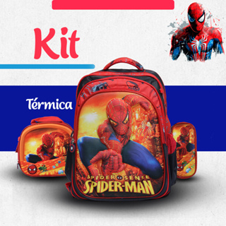KIT MOCHILA ESCOLAR 3D MOCHILA DE COSTAS LANCHEIRA E ESTOJO LANCHEIRA TERMICA em Oferta na Shopee