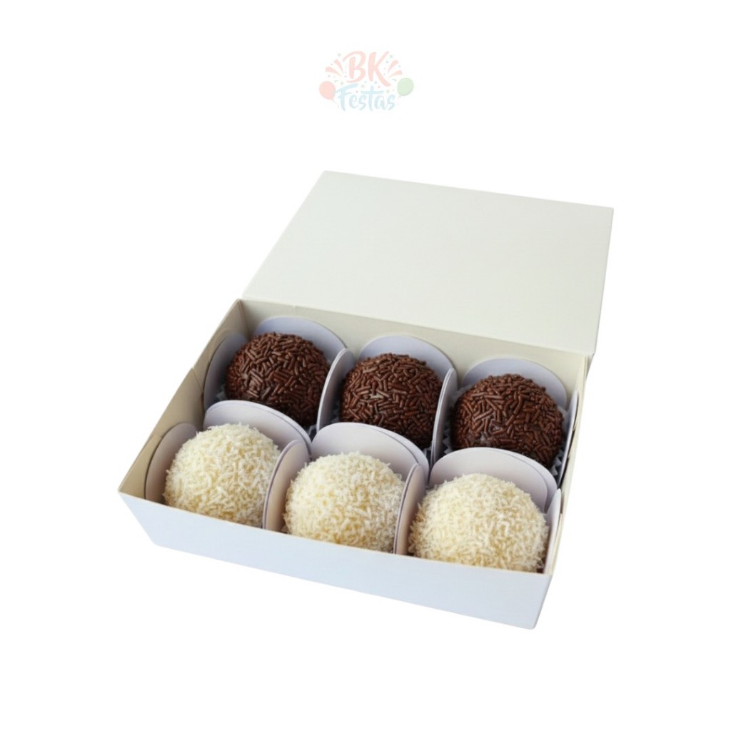 CAIXA DE DOCE C/ 10 UN. TAM M sem visor + FORMINHAS - 6 DOCINHOS - EMBALAGEM P/ DOCES, LEMBRANCINHAS, VARIAS UTILIDADES