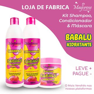 Kit Babalu Hidratante Maycrene – Shampoo + Condicionador + Máscara (500ml/500g) em Oferta na Shopee
