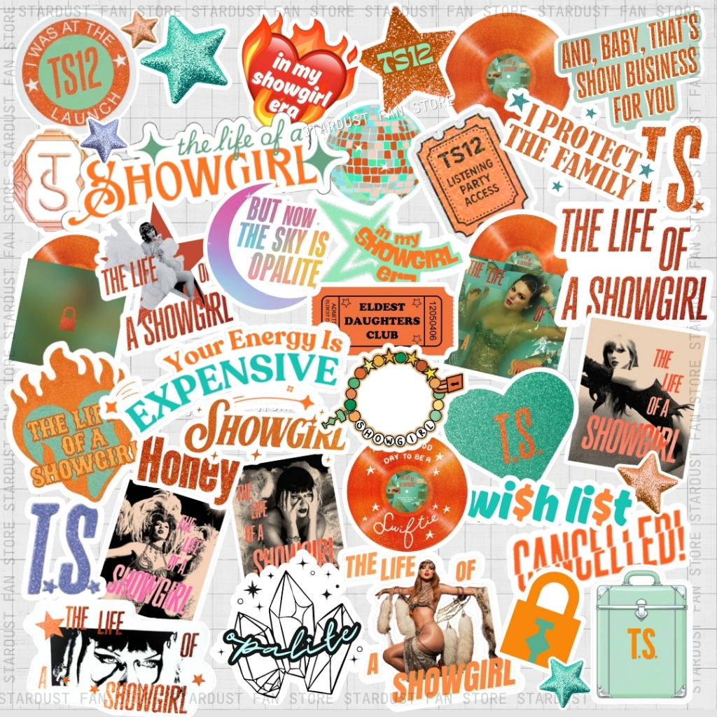 Kit 42 Adesivos Taylor Swift  – Stickers Vinil à Prova D’Água | THE LIFE OF A SHOWGIRL | Papelaria em Oferta na Shopee