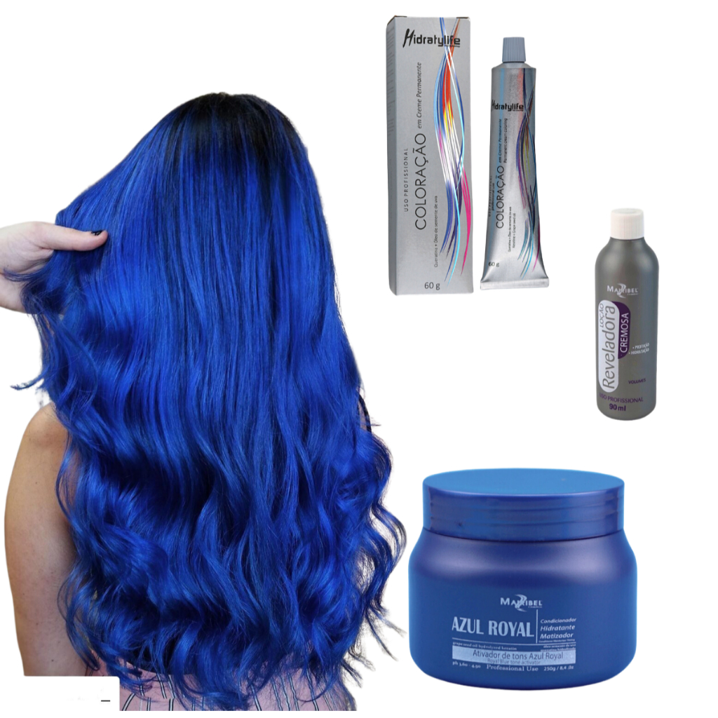 Tinta Cabelo Azul Royal +Ox30+Matiz Azul Royal 250g Mairibel Hidraty