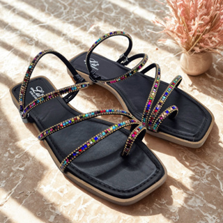 Sandália Rasteirinha Com Strass Dedinho Ref. 9250 em Oferta na Shopee