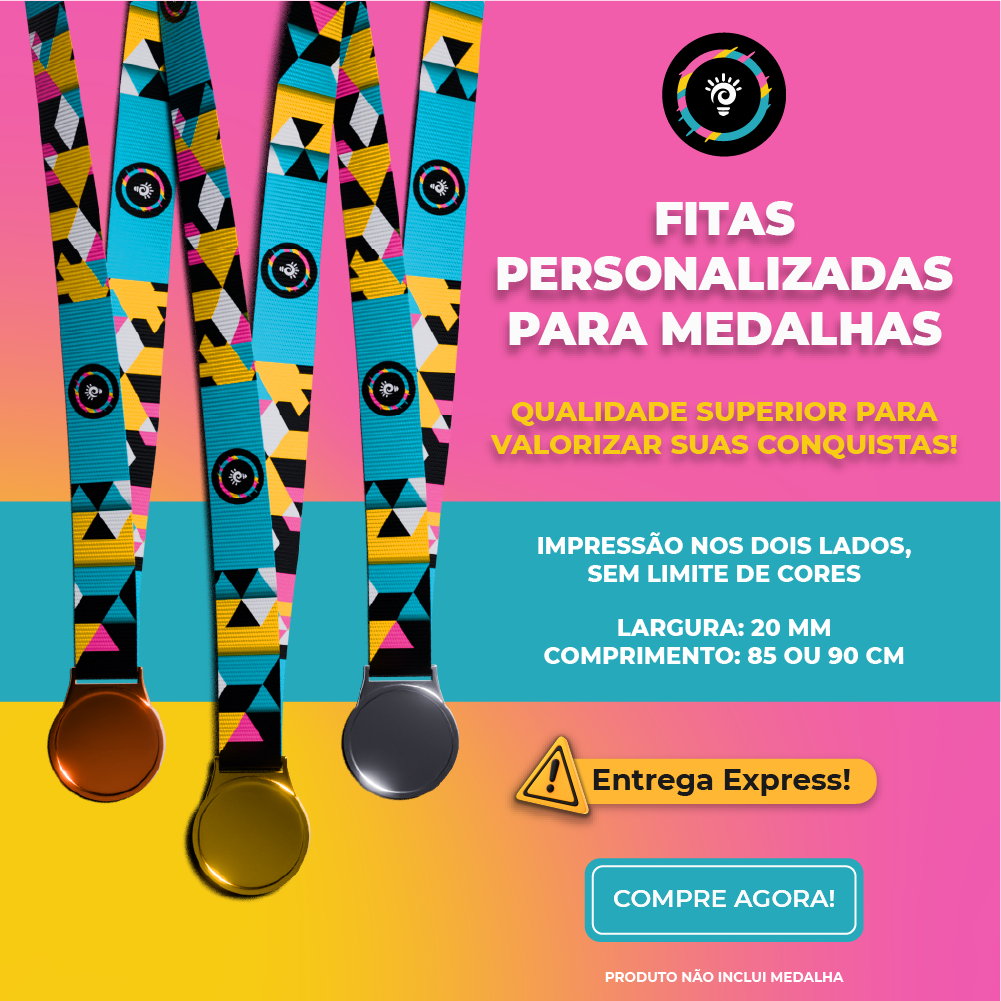 Kit Fita Personalizada para Medalha sem Acabamento Montamos sua Arte Grátis