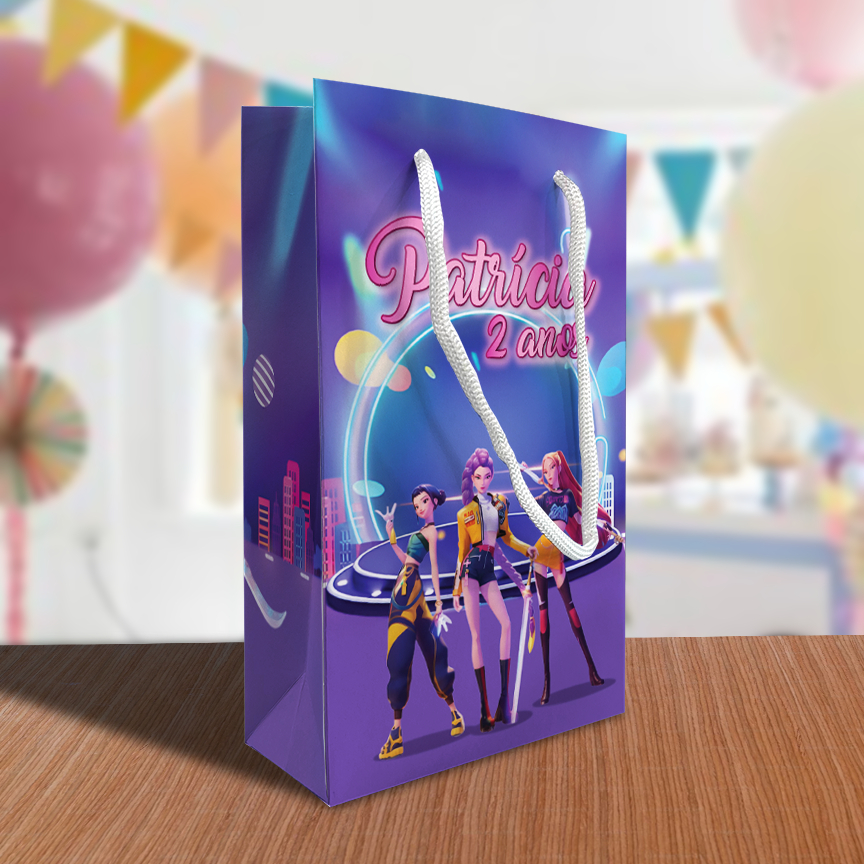 Sacolinha Guerreiras do Kpop Personalizada Festa Lembrancinha Kit Festa Sacola K-pop