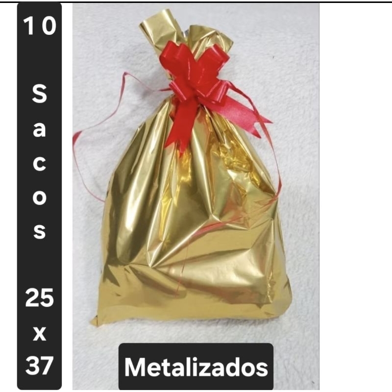 O mais vendido! 25x37cm Presenteie com Estilo – 10 Sacos Metalizados COM/SEM Laços Prontos de Encaixar