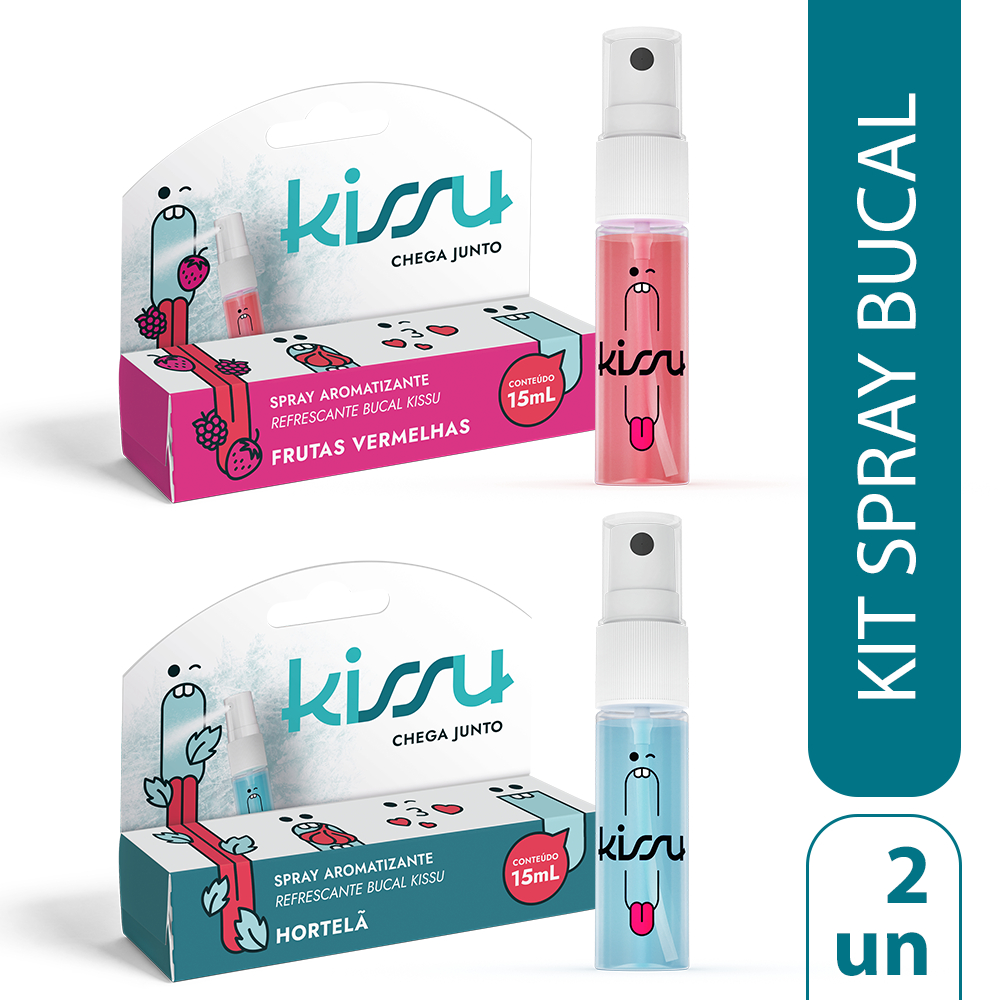 Kissu Spray Bucal 15ml - Kit com 2 (Frutas Vermelhas + Hortelã)