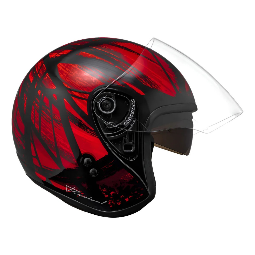 Capacete Aberto Bieffe Allegro Revival Vermelho Oculos Solar