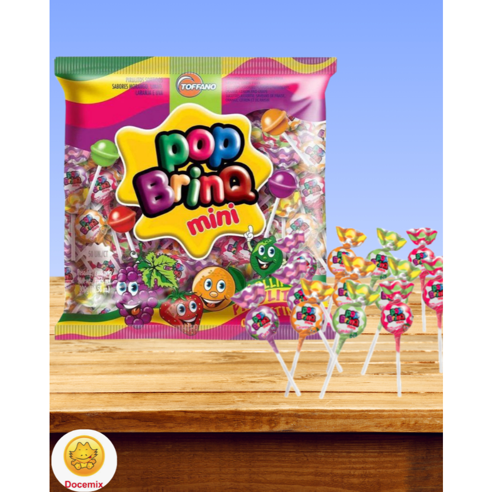 Pirulito Pop Brinq Mini Frutas 50 unidades 300g Toffano