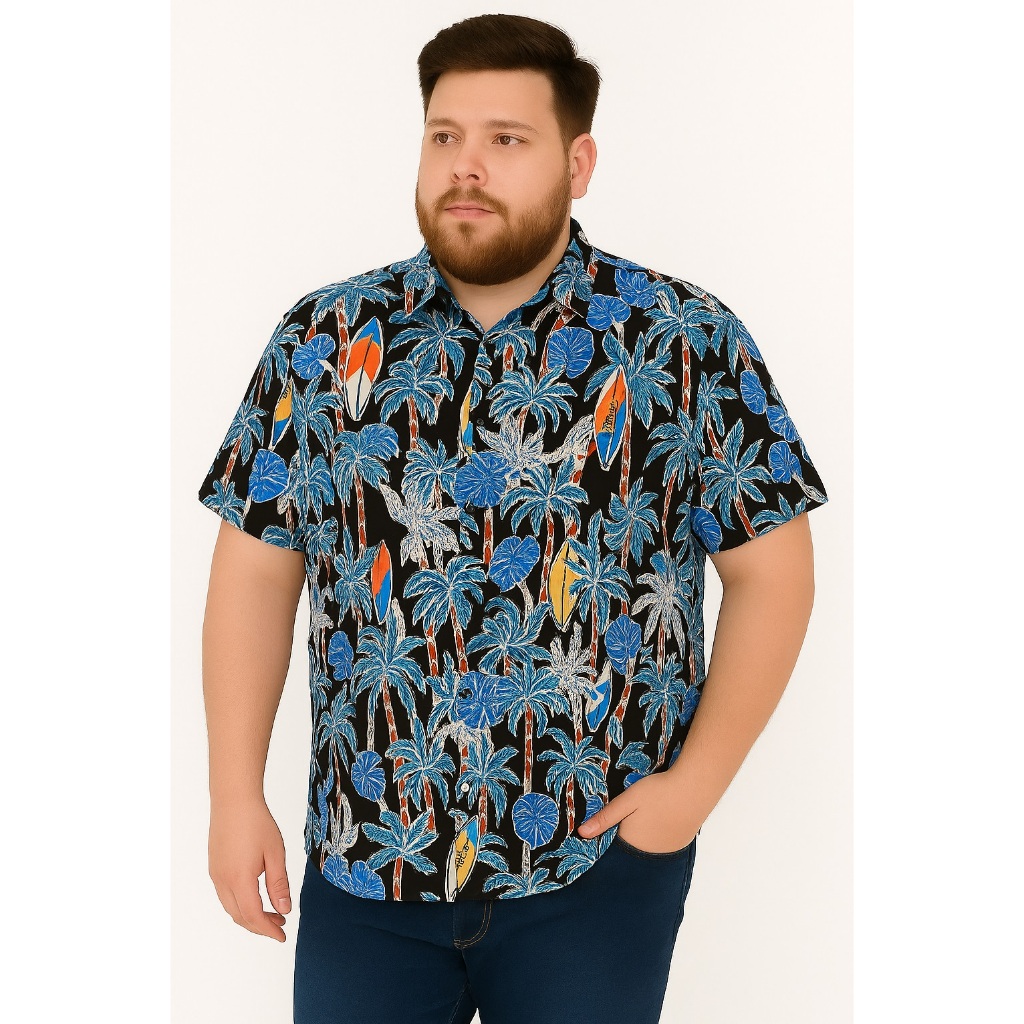 CAMISA SOCIAL SLIM MASCULINA PLUS SIZE   VISCOSE G1 G2 G3 G4 Verão 2025