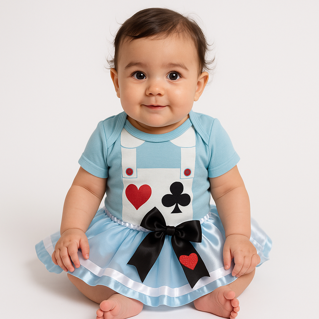 Body Bebê Infantil Menina Mêsversário Temático Alice no País das Maravilhas Lançamento em Oferta na Shopee