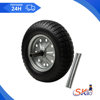 Kit Roda Pneu Câmara com Eixo De 1 polegada para Carrinho De Mão Reforçado 3,25x8 em Oferta na Shopee