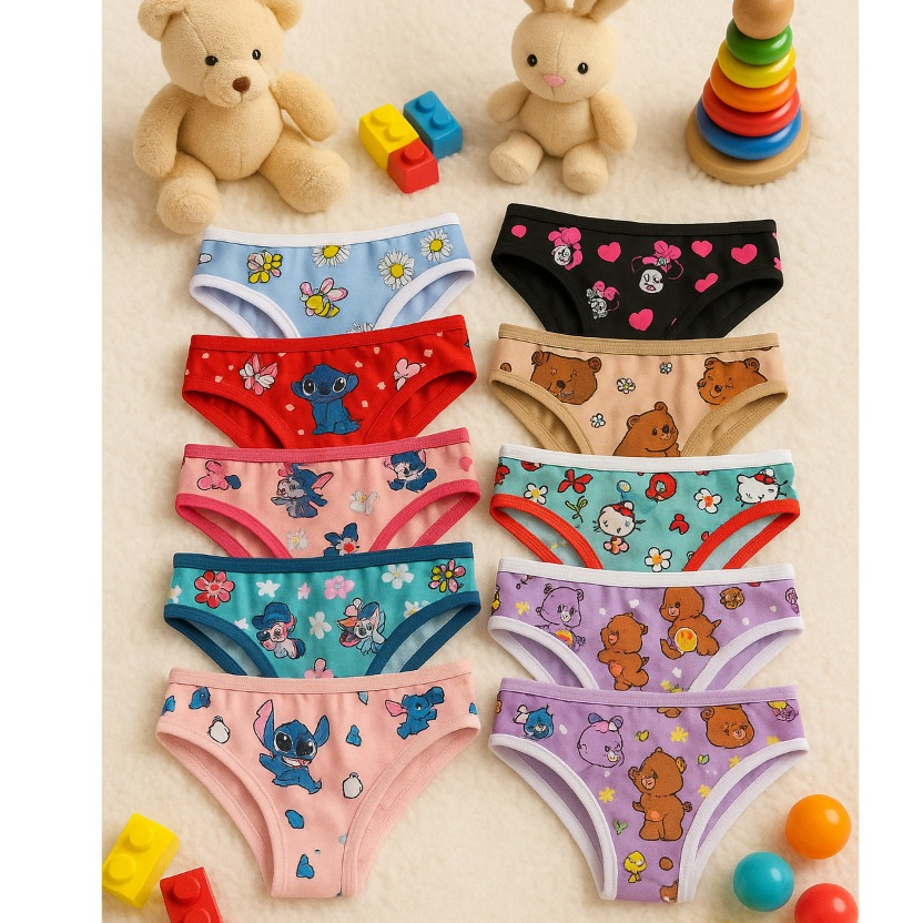 Kit Calcinha Infantil Com Forro Algodão Estampada De 1 a 9 Anos Conforto Meninas Criança