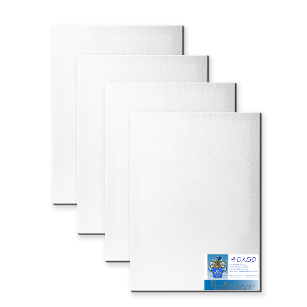 Kit 4 Telas De Pintura 40x50 Prontas Para Uso 100% Algodão
