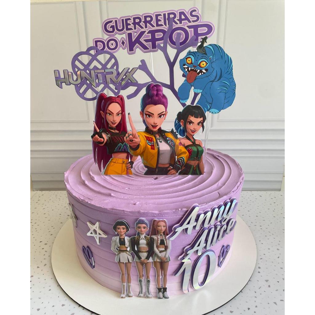 Topo de bolo Guerreiras K-pop Topper bolo personalizado em Oferta na Shopee