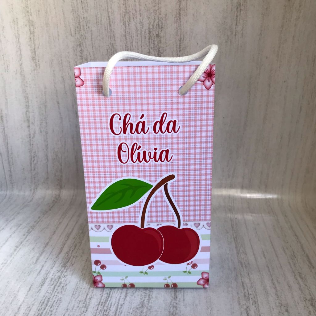 Sacolinhas Surpresas P CEREJINHA Personalizada com nome Festa Infantil Chá Aniversário Lembrancinhas