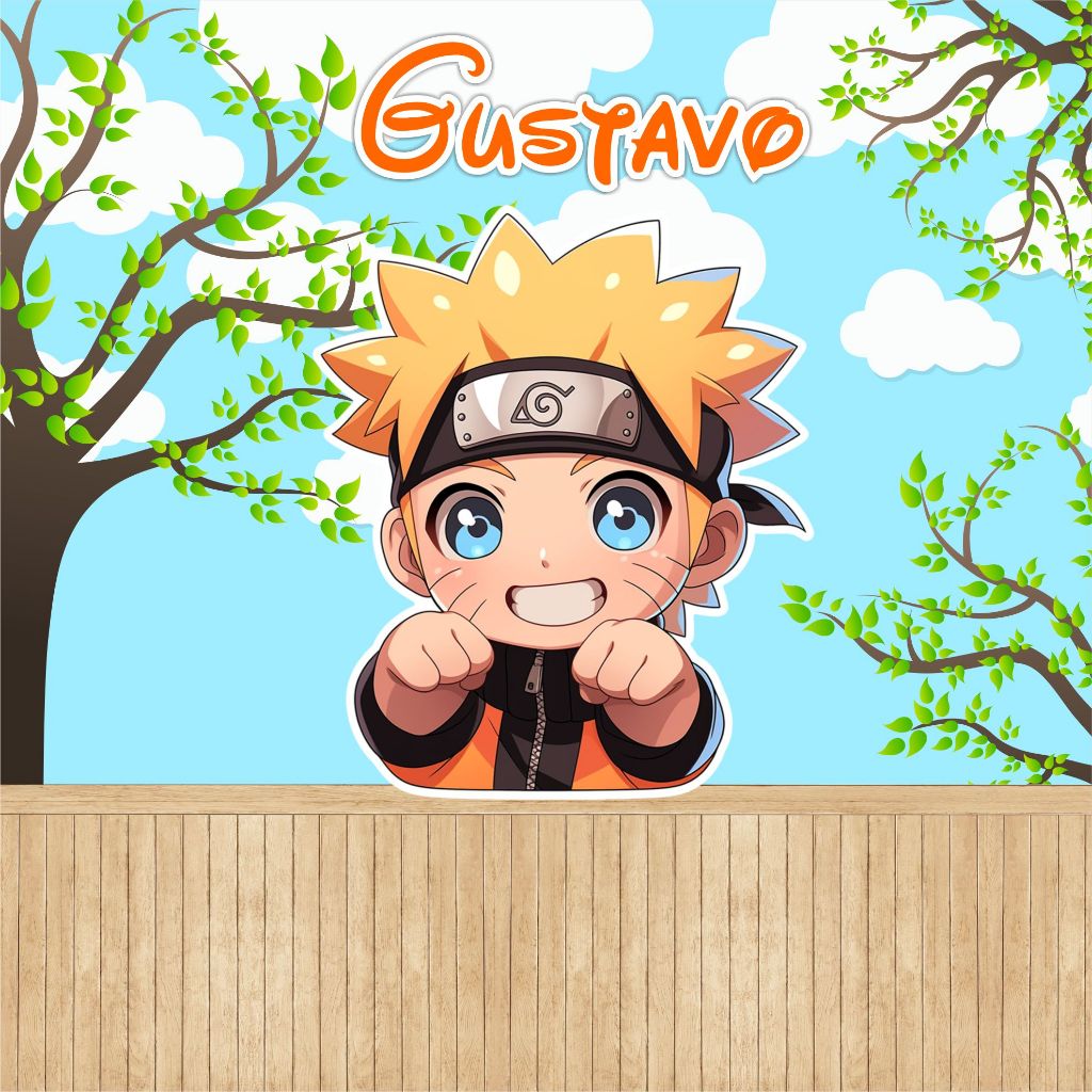 Painel Anime Naruto Baby Adesivo para quarto PAREDE COMPLETA + Nome personalizado