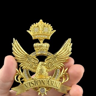 Pingente 10cm Moeda Antiga Águia Real Visionário Mc Buzeira Funk Idêntica Ouro Trap Real Masculino
