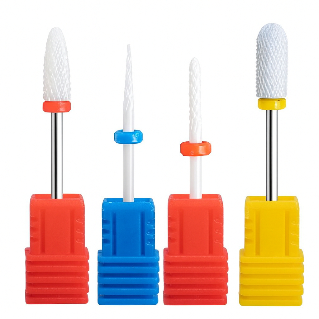 Kit 04 Brocas de Cerâmica para Unhas, Acabamento em Gel para Unhas, Barato para Motores de Lixa para Unhas.