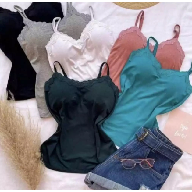 Kit 5 Blusinhas de Renda com Bojo Feminina Lingerie Top Regata Confortável ULTIMAS UNIDADES!! em Oferta na Shopee