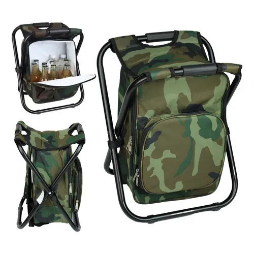 Cadeira, Banco, Bolsa Mochila Dobrável Camuflada para Camping, Praia, Pesca, Portátil