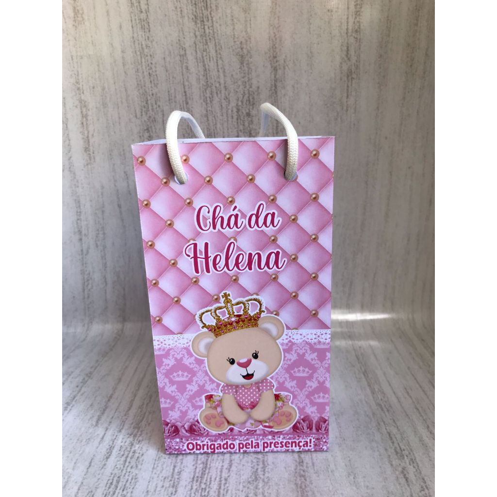 Sacolinhas Surpresas P URSINHA PRINCESA Personalizada com nome Festa Infantil Chá Aniversário Lembrancinhas