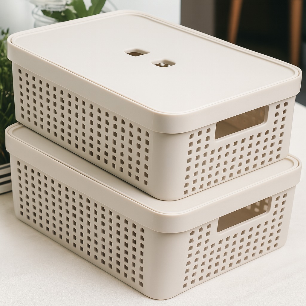 Caixa Organizadora com Tampa 11 Litros Cesto Grande em Plástico Resistente em Oferta na Shopee