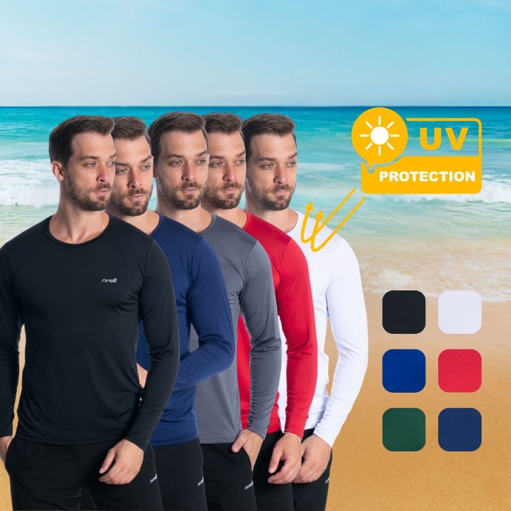 Kit 5 Camisa Camiseta Masculina Manga Longa Proteção Solar Uv Segunda Pele Malha Fria Praia Academia em Oferta na Shopee