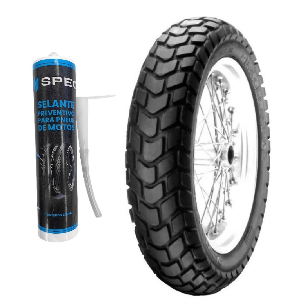 PNEU 110/90-17 PIRELLI MT-60 TT 60P ORIGINAL + SELANTE TAPA FURO Xre 190 Bros 150 Bros 160 spec 300ml