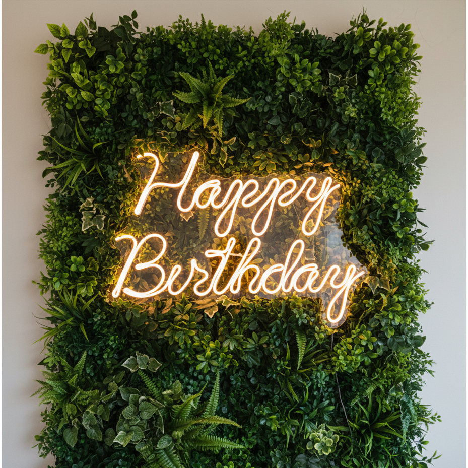 Luminária Painel Led Neon Happy Birthday 50x36 cm
