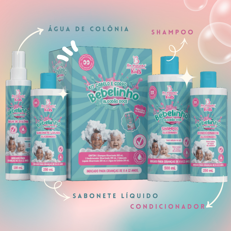 Kit Infantil Bebelinho de Algodão Doce Cabelo e Corpo Bio Instinto - 4 Itens em Oferta na Shopee