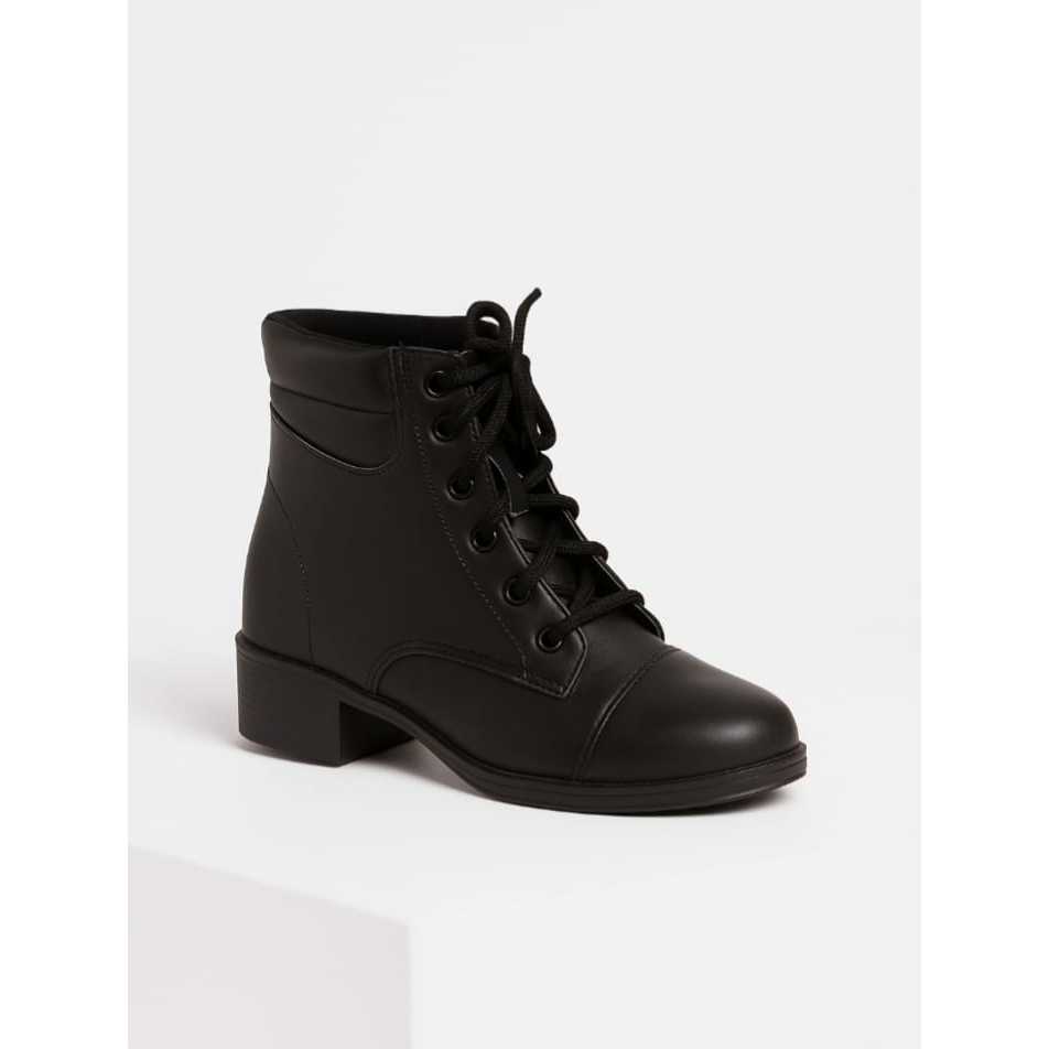 Bota Coturno Feminino Cano Salto Baixo Cadarço Casual Básico salto 3 cm